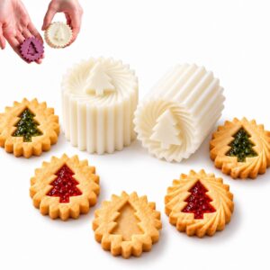 Pack of 2 Double Sided Christmas Tree Biscuit Moulds Embossing Mould for