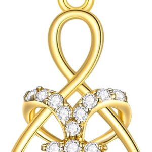 375/9K Real Gold Infinity Chain for Women, Yellow Gold Made Blue Star Sapphire Planet Necklace Cosmic Jewellery Gift for Wife Mother Anniversary Birthday, 40 + 5 cm