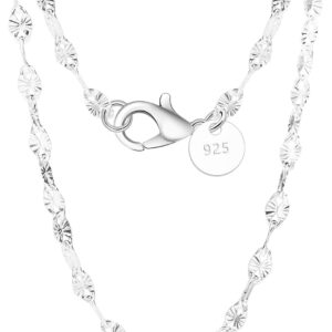 S925 Silver Chain Necklace for Women Girls without Pendant Chain Box/O Chain/Cuban Chain/Snake Chain/Flat Chain 40 45 50 55 60 65 70 75 cm