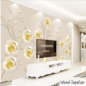Non-Woven Photo Wallpaper Wall Pictures 3D Luxury Gold Decoration Flowers Jewellery 3734 (200 (W) x 140 (H) cm)
