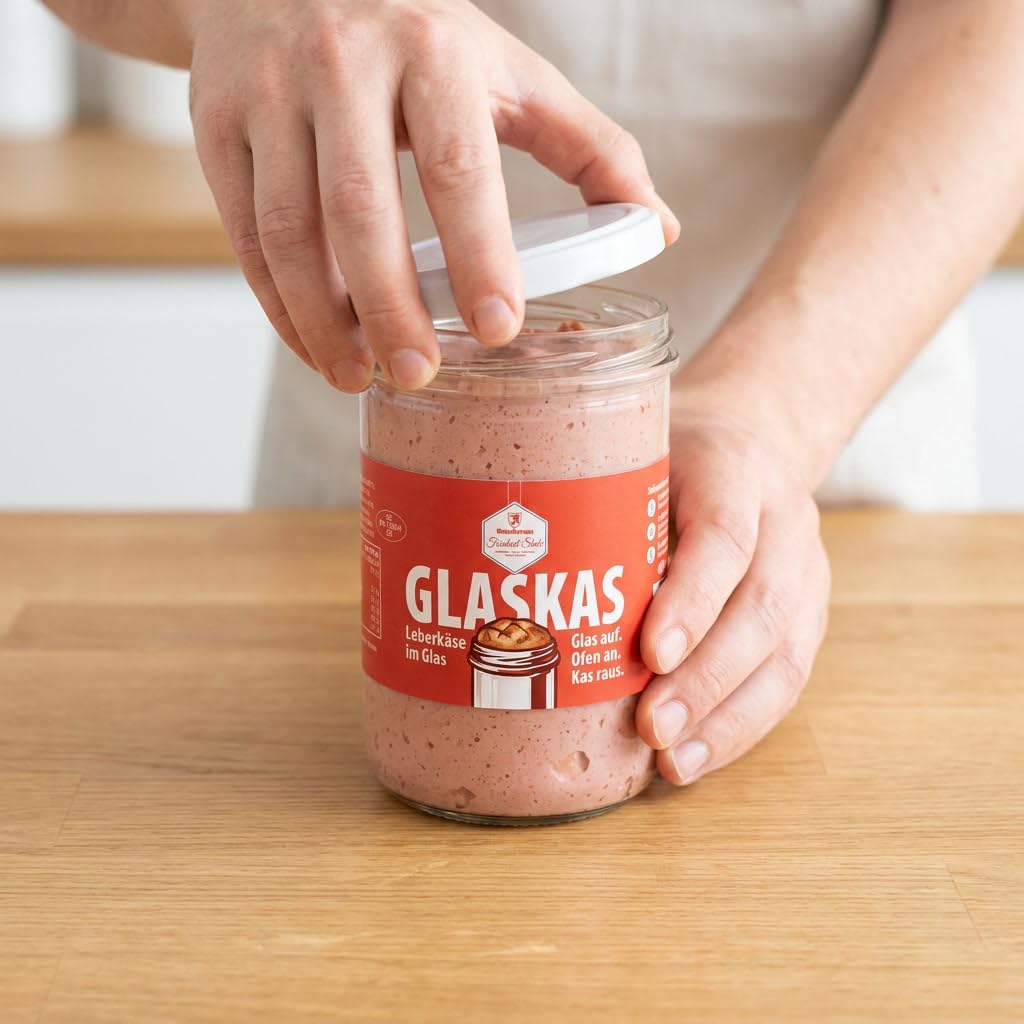 Wurstbaron GLASKAS Liver Cheese in Glass - Bavarian Meat Cheese for Baking Yourself, Shelf Life, 1 x 400 g – Bild 2