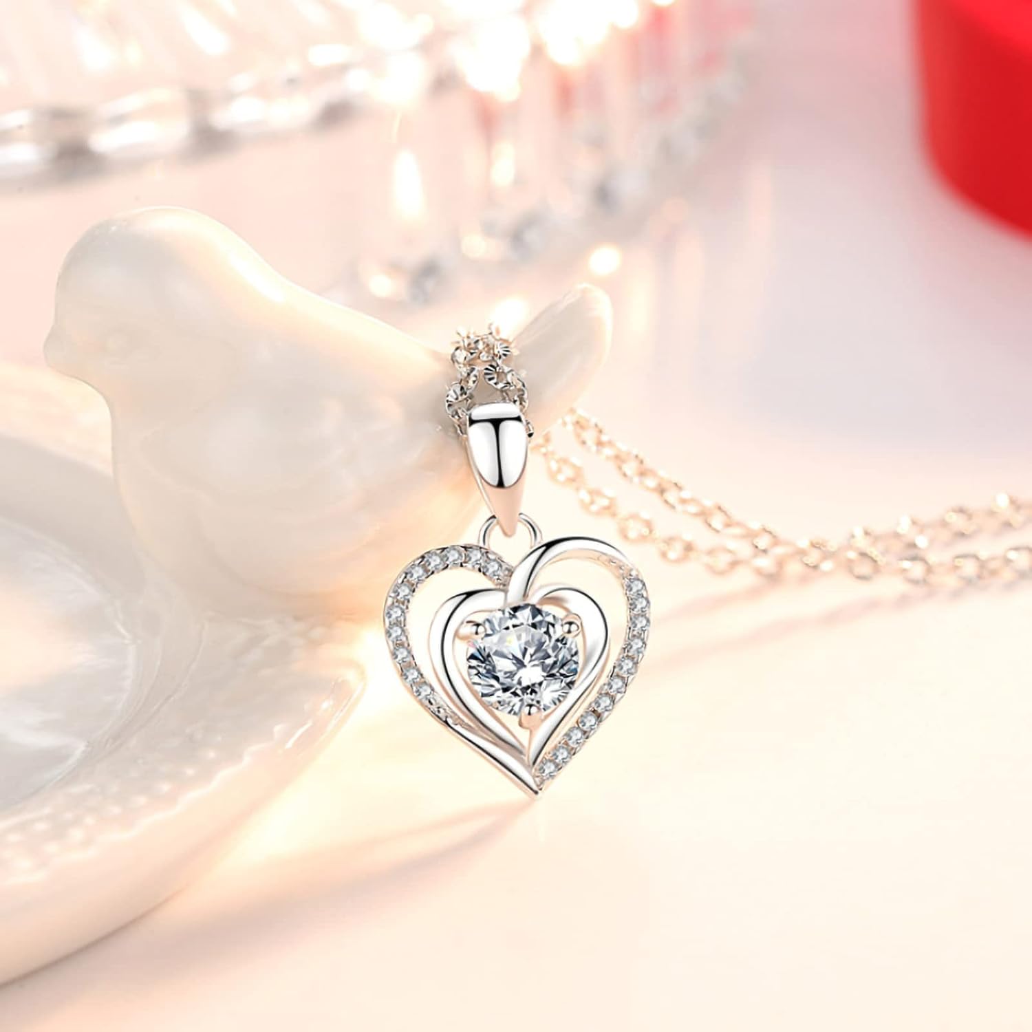 Miofula Eternal Rose Gifts for Women, Infinity Rose Box with Heart Necklace Earrings Silver 925, Flower Chain Birthday Gift for Women, Mum, Grandma, Girlfriend Gift, Christmas, Birthday, Anniversary – Bild 3