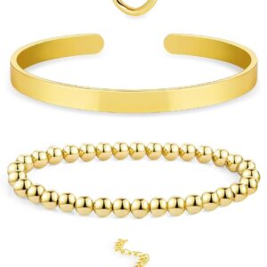 ALEXCRAFT 14K Women’s Bracelet Gold/Silver Set Jewellery Gold Bracelet Gift for Women Girlfriend Mum Girls