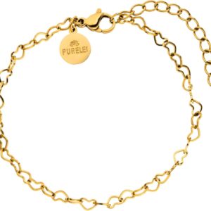 Purelei® Women's Heart Bracelet - Elegant Heart Bracelet Made of Waterproof Stainless Steel - Adjustable Love Bracelet in Gold/Silver - Delicate Jewellery with Heart Pendant - Gift for Women