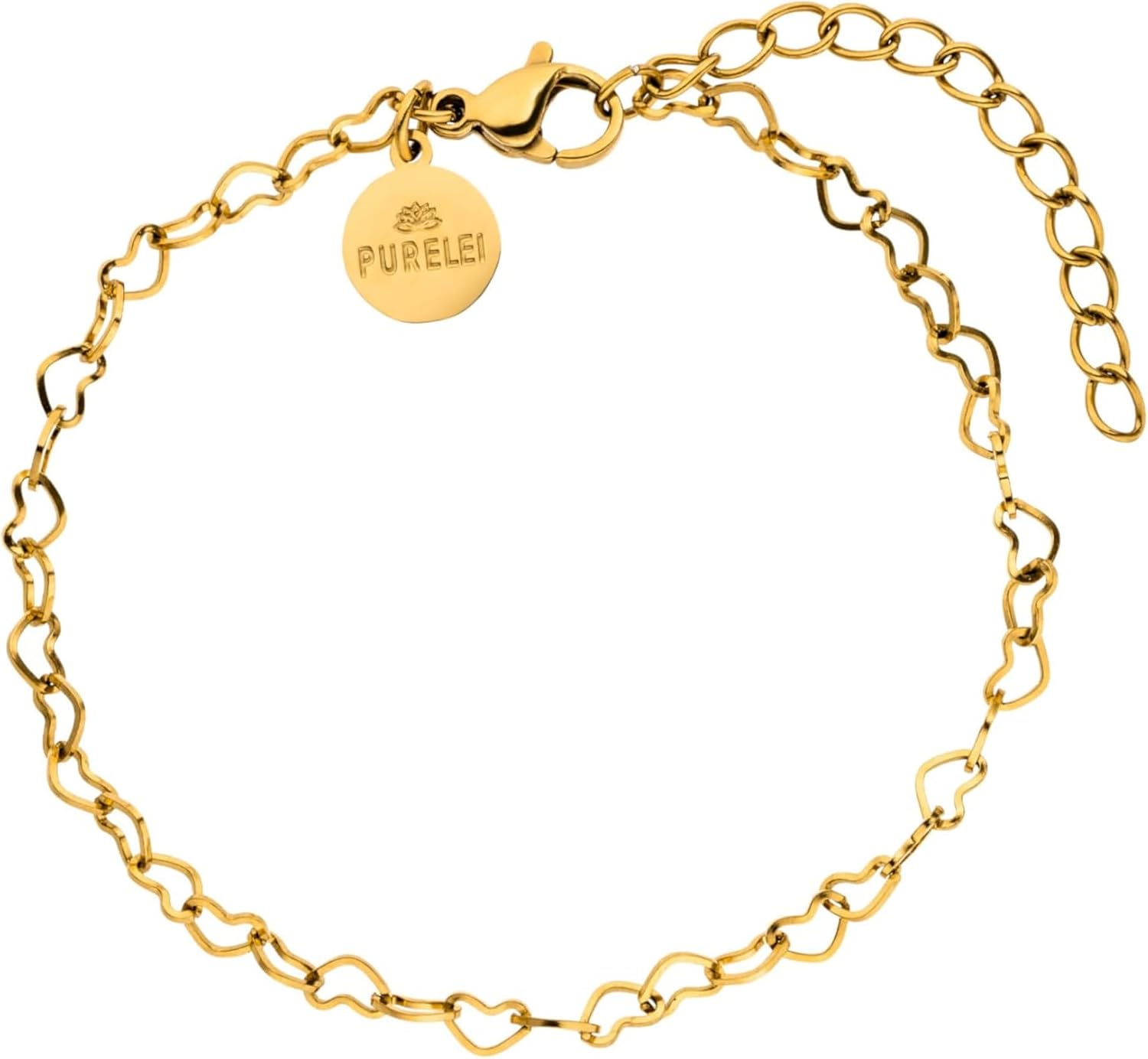 Purelei® Women's Heart Bracelet - Elegant Heart Bracelet Made of Waterproof Stainless Steel - Adjustable Love Bracelet in Gold/Silver - Delicate Jewellery with Heart Pendant - Gift for Women