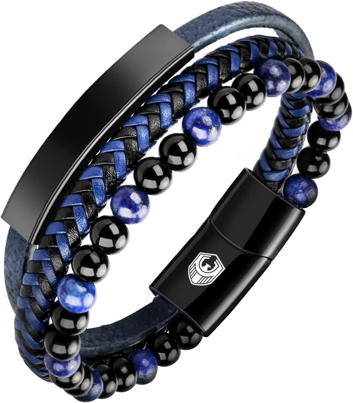 Leather Bracelet Men's Leather Bracelet with Stainless Steel Magnetic Clasp Braided Bracelet for Men and Exclusive Jewellery Box for Men Gifts Idea