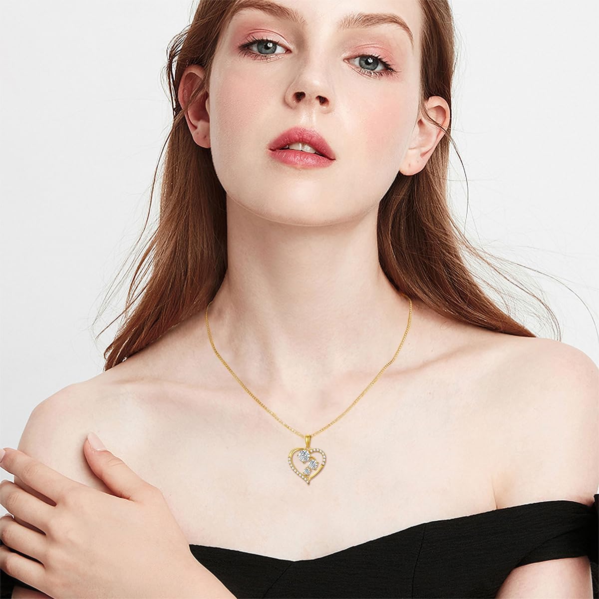 375/9K Echtgold Herz Kette für Damen, Gelbgold 0,55-1,2 cttw Moissanit Unendlichkeit Herz Anhänger Halskette,Schmuckgeschenk Jahrestag Geburtstag für Ehefrau Mutter,40+5cm – Bild 2