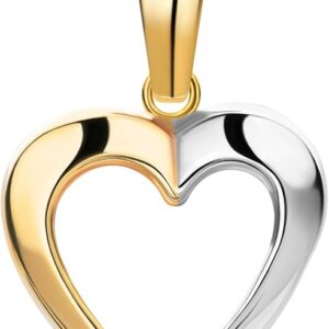 MIORE 9ct Bicolour Yellow Gold / White Gold Heart Pendant (375) - Pendant Gold/with Gold Chain/Silver Chain, Gold Jewellery Women