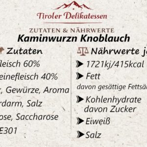 Wurzn Tyrolean Kaminwurzn with Garlic (Pack of 12)