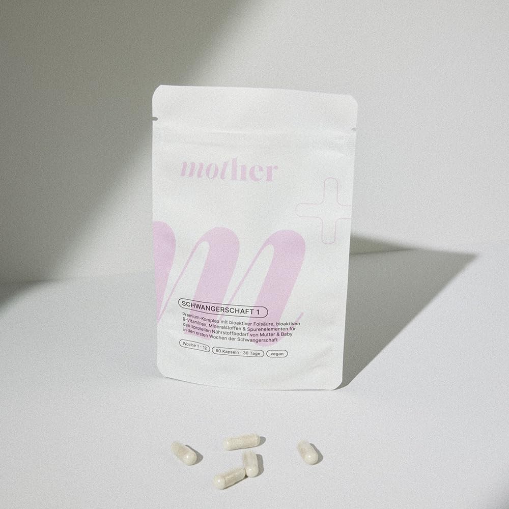mother+ Pregnancy 1 Premium Complex - High-Quality Micronutrient Supply for Desiring Children and Early Pregnancy Week 1-12 / With Folate, Iron, Iodine & Important Vitamins / Vegan – Bild 4