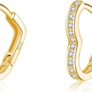 SLUYNZ 925 Sterling Silber CZ Herz Creolen Ohrringe für Damen Mädchen Liebe Herz Creolen Ohrringe
