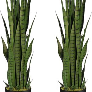 Artificial Sansevieria 90 cm Pack of 2 Artificial Plants Like Real – Artificial Plants Large for Indoor and Outdoor Use, Ideal for Decorating Porches, Patios and Home Offices