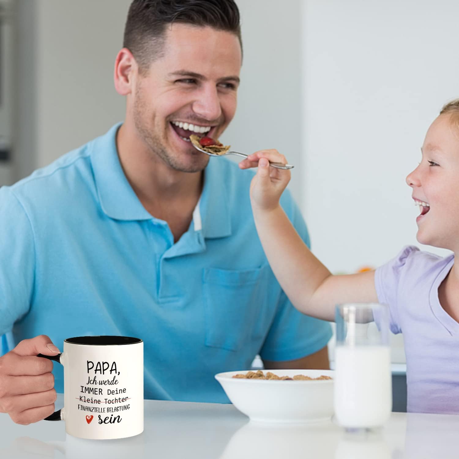 Joymaking Coffee Mug Gifts for Dad, Dad Mug with Saying Papa, Ich Werde Immer Deine Kleine Tochter Finanzielle Belastung Sein, Coffee Cup Dad Mug Gift for Father Father's Day Birthday – Bild 5