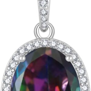 YL Birthstone Necklace 925 Sterling Silver Oval Pendant Chain Birthstone 5A Cubic Zirconia Jewellery Gifts for Women Mum