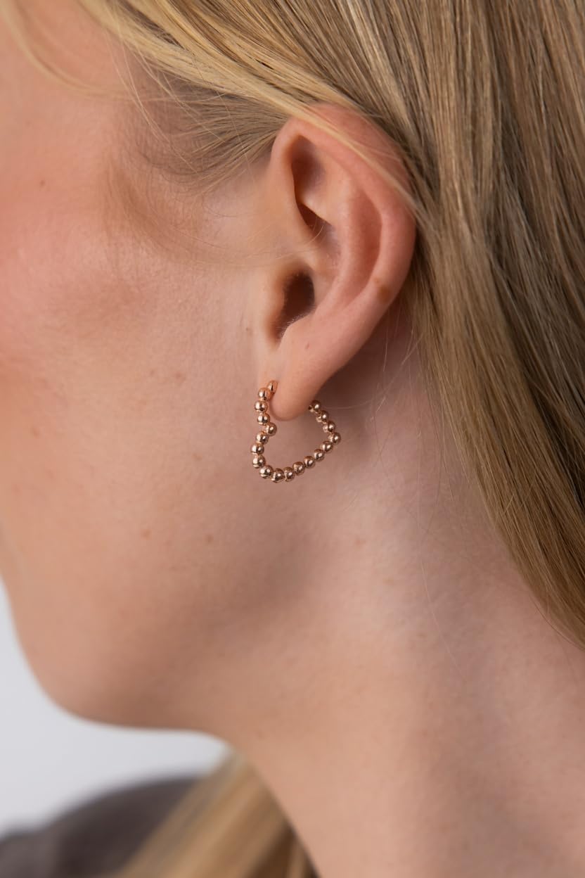 Purelei Bubble Heart Hoop Earrings - Waterproof | Heart Shaped Hoop Earrings with Ball Structure Made of Stainless Steel | 14K Gold Plating, Silver & 18K Rose Gold Plating | Playful Statement Earrings – Bild 3