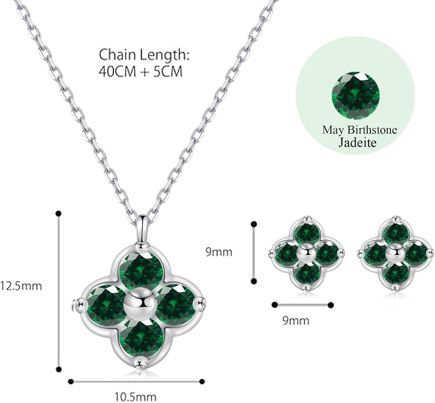 Women's Clover Birthstone Jewellery Set in 925 Sterling Silver – Bild 6