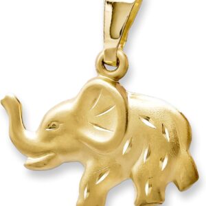 CLEVER SCHMUCK Elephant Pendant Gold 16 mm Plastic and Portable, Diamond-Coated / Shiny 333 Gold for Women in Jewellery Case Cream