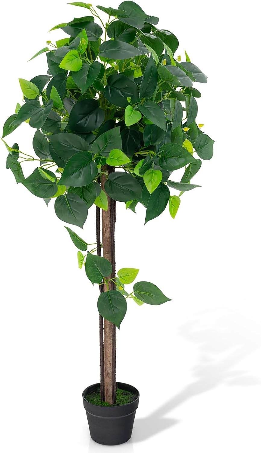 RELAX4LIFE Artificial Plant, Artificial Plant Hydrangea Tree, Green Plant 114 cm, Artificial Tree in Pot, Fake Plant, Plastic Plant, Decorative Plant for Living Room, Bedroom, Office, Housewarming