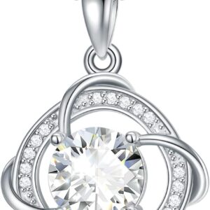 Infinity Necklace with Natural Diamond 925 Silver for Women Girls 1 Carat Moissanite Infinity Pendant Necklace Diamond Jewellery Gifts for Birthday Christmas 45 + 5 cm