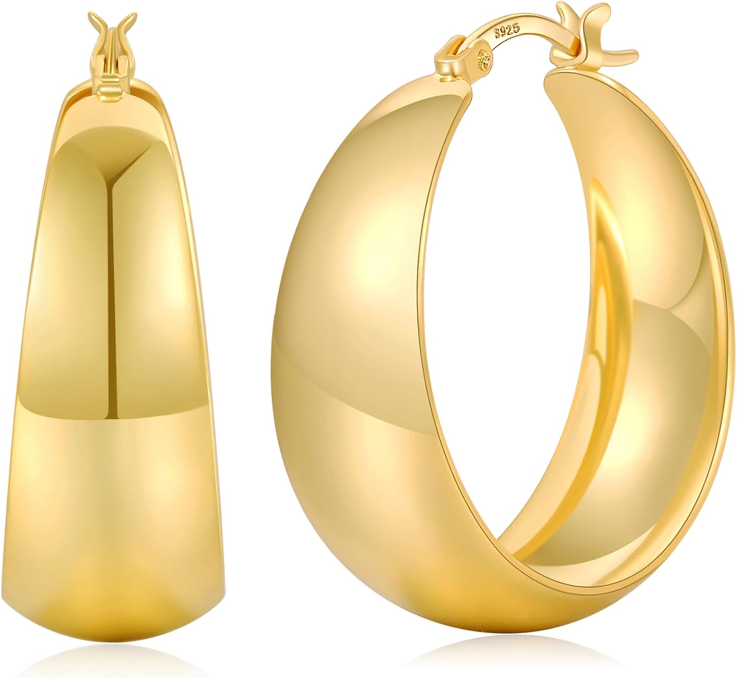 Senteria Earrings 925 Silver Hoop Earrings for Women Large Thick