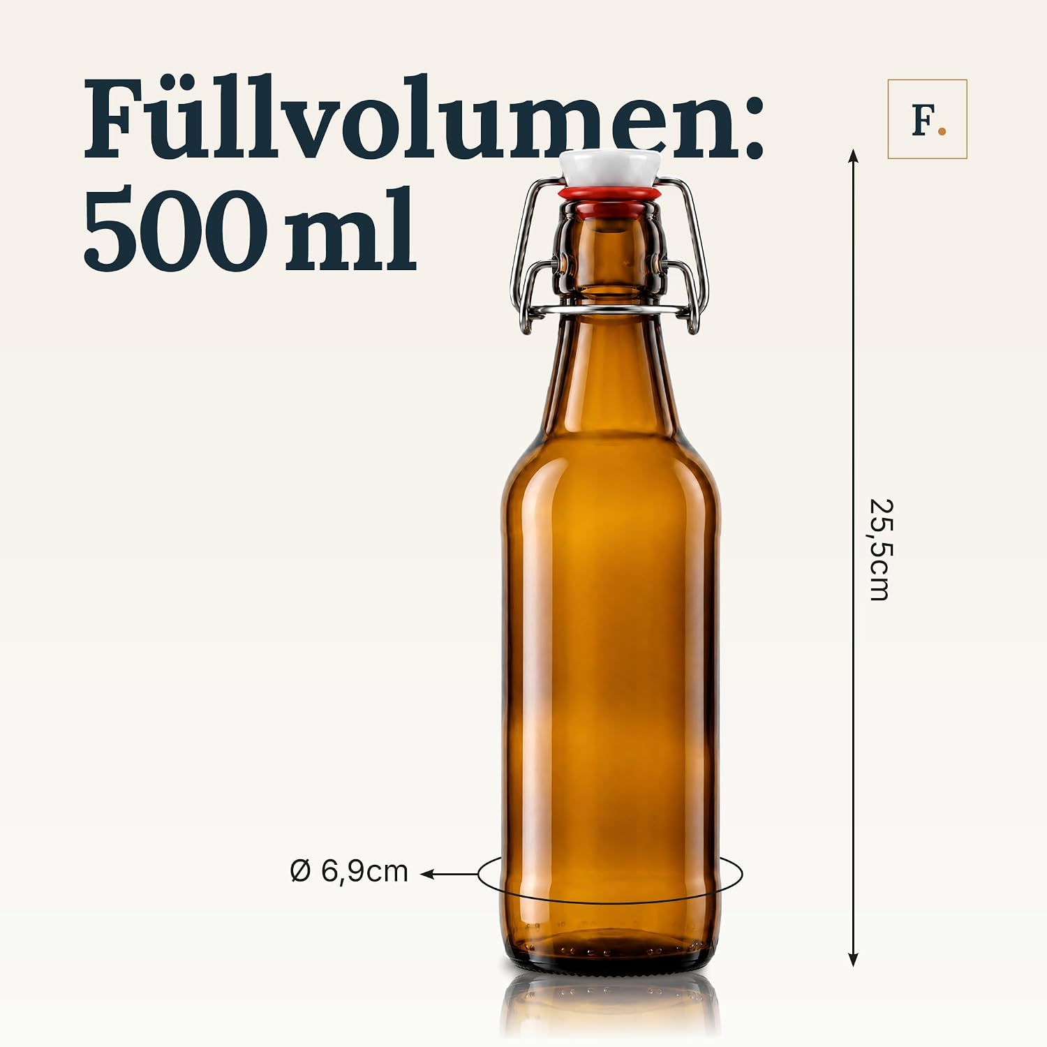 Flaschenbauer – 12 x Beer Bottles 500 ml Brown with Swing Top – Glass Bottle Set for Brewing Beer, Schnaps, Juice & Preserving, Robust Glass Bottles – Bild 2