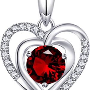 immobird Herz Geburtsstein Kette Damen 925 Silber Anhänger Geschenk 45+5cm