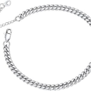 ChainsPro Anklet for Women Summer Anklet Figaro Kuban Curb Chain Silver/Gold/Black with Gift Box