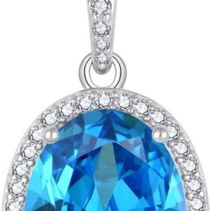 YL Birthstone Necklace 925 Sterling Silver Oval Pendant Chain Birthstone 5A Cubic Zirconia Jewellery Gifts for Women Mum