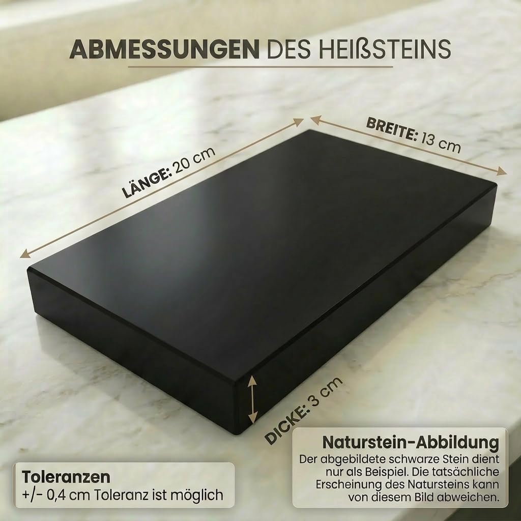 Hot Stone Lava Stone Steak Board Hot Stone Grill Set Made of Bamboo Board Lava Stone and Porcelain Plate, Meat, Fish Grilling on Hot Stone (Uno Black) – Bild 3