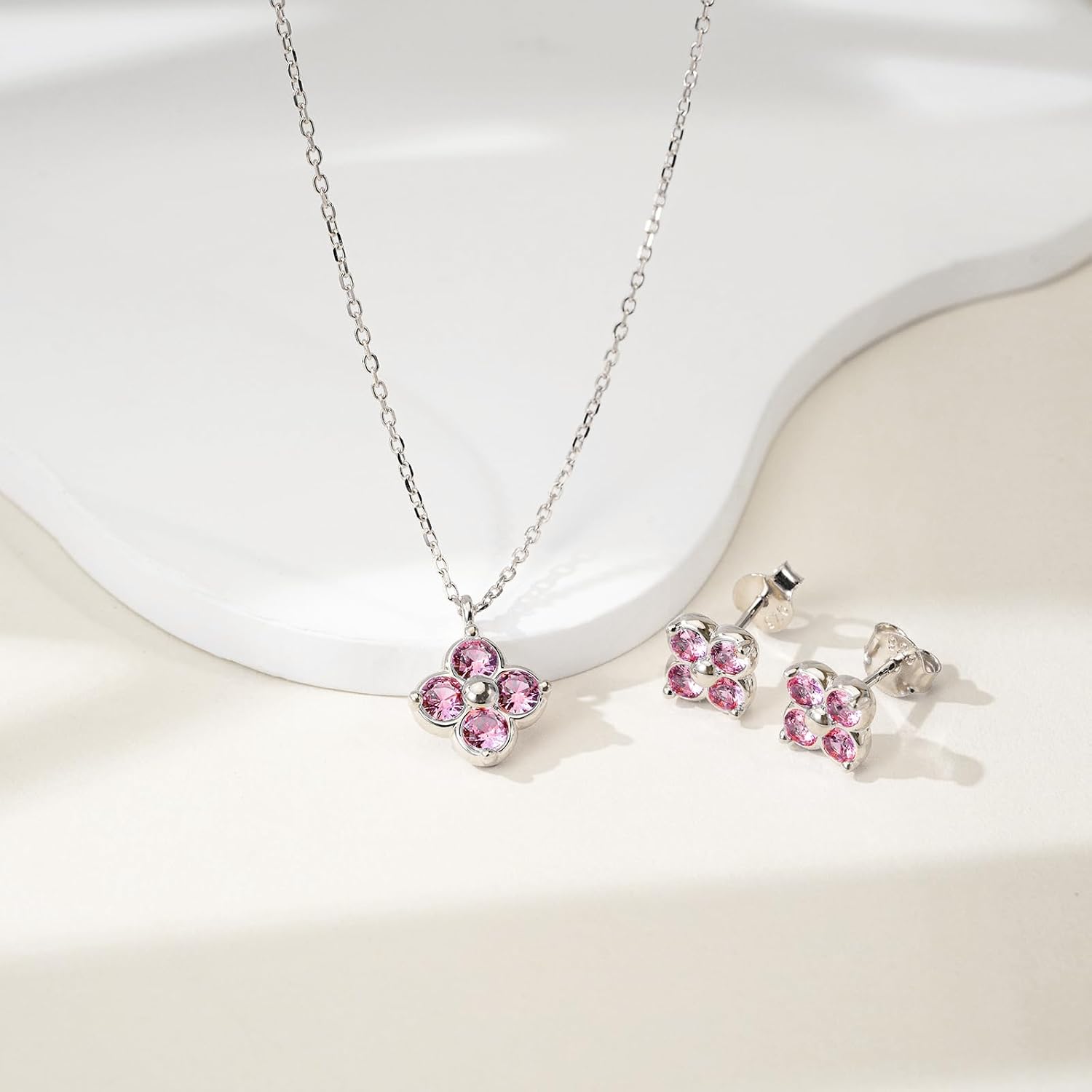 Women's Clover Birthstone Jewellery Set in 925 Sterling Silver – Bild 4