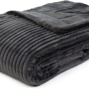 Gözze Blanket Corduroy Look, Polyester, charcoal, 57 x 38 x 15 cm