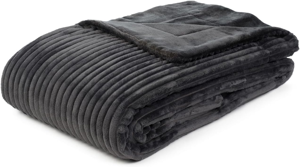 Gözze Blanket Corduroy Look, Polyester, charcoal, 57 x 38 x 15 cm
