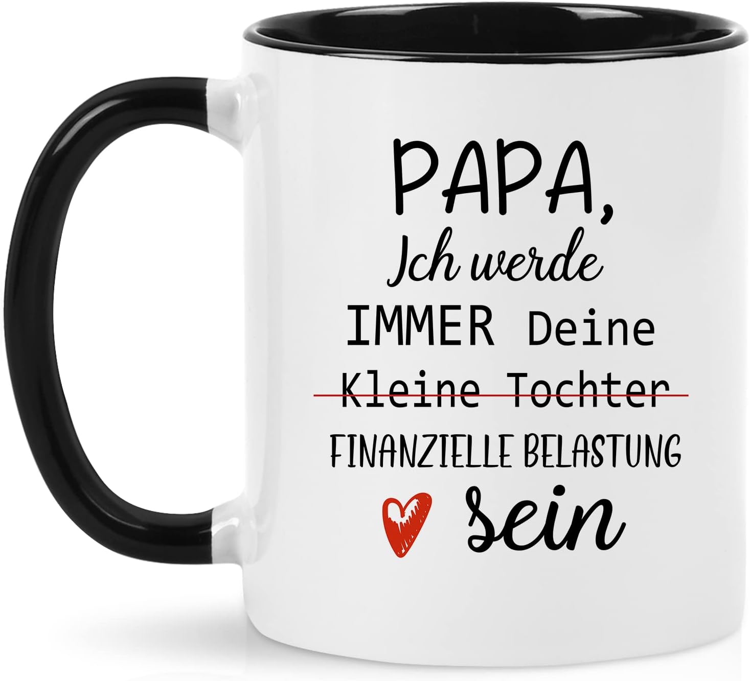 Joymaking Coffee Mug Gifts for Dad, Dad Mug with Saying Papa, Ich Werde Immer Deine Kleine Tochter Finanzielle Belastung Sein, Coffee Cup Dad Mug Gift for Father Father's Day Birthday