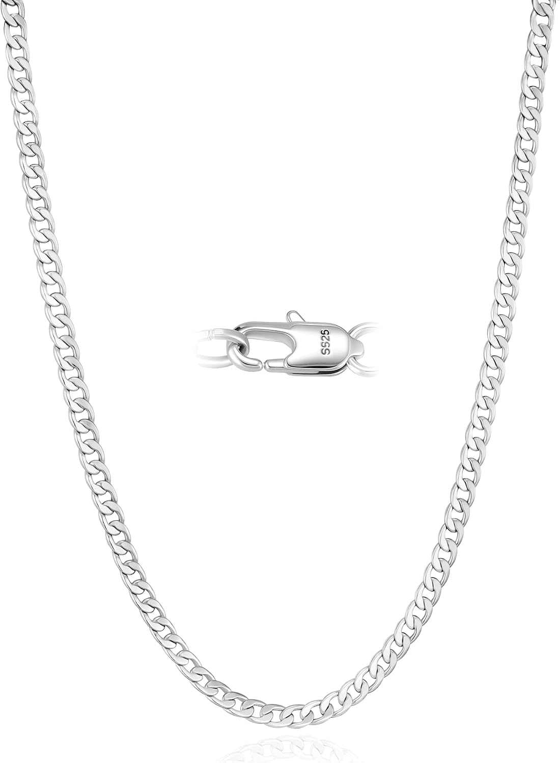 Cheria Men's 3/5 mm Silver Chain & 14k Gold Chain, Curb Chain & Figaro Chain, Men's Necklace Chain 50/55/60 cm