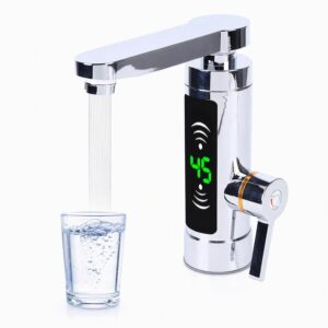 3KW Electric Tap, 360° Rotatable Quick Heating Tap Electric Tankless Water Heater Waterfall Tap with Instantaneous Water Heater for Bathrooms Toilets Kitchens