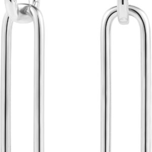 ALEXCRAFT Earrings Silver 925 Hanging Square Hoop Earrings with Pendant for Women Gift for Women Girlfriend Mum Girls