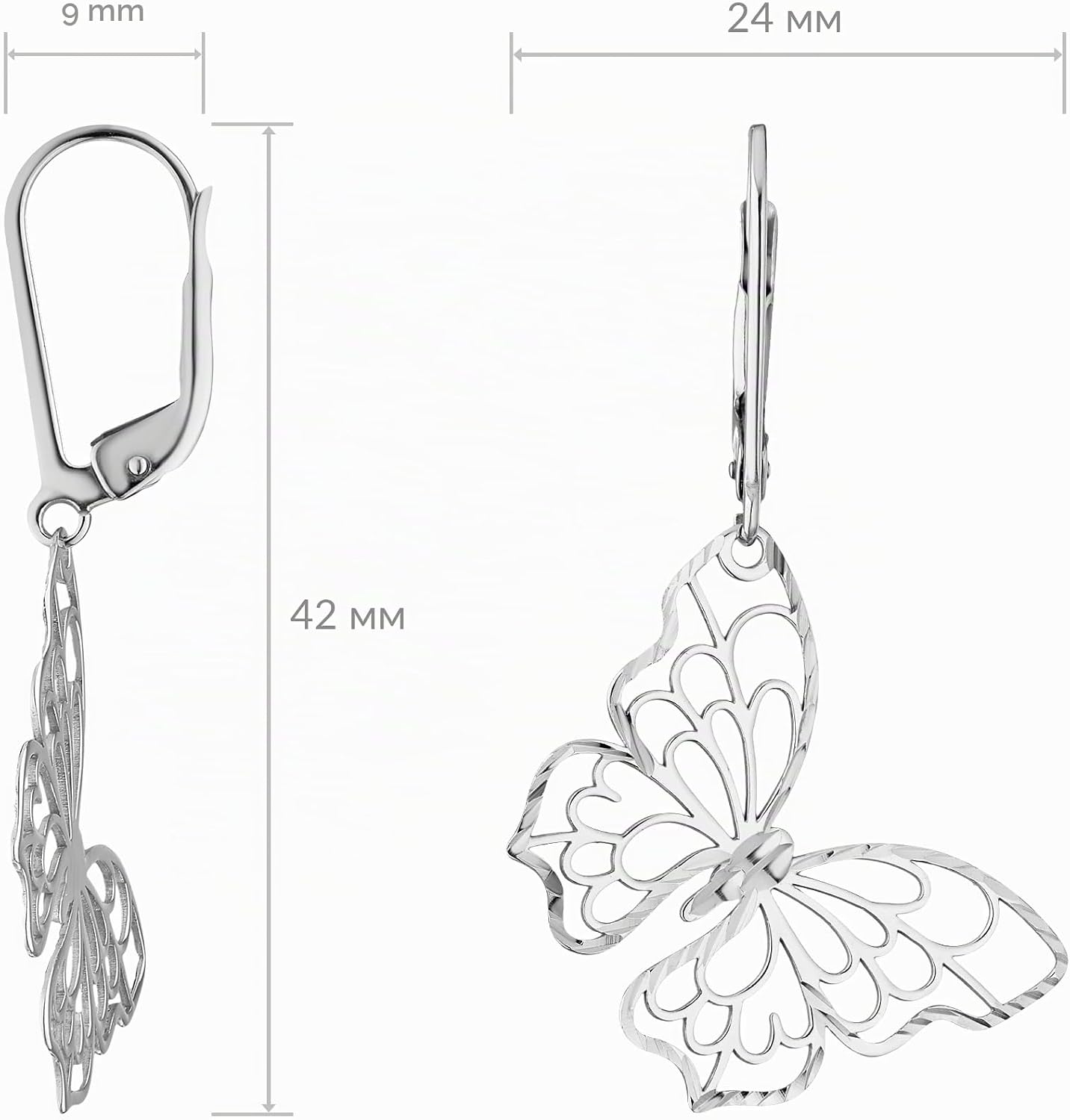 Women's Earrings 925 Silver Rhodium-Plated with Gift Box – Bild 3