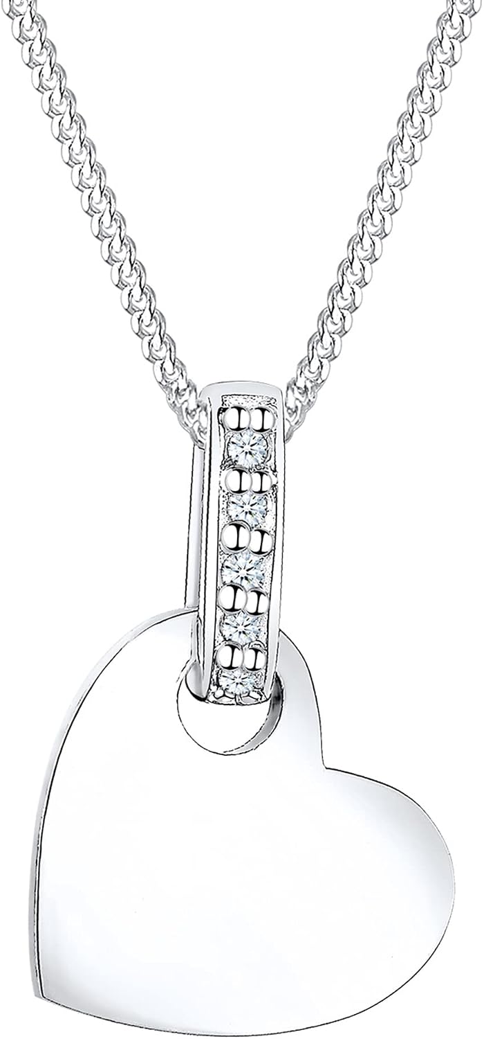 Elli DIAMONDS Halskette Damen Herz Anhänger Liebe Klassisch mit Diamant (0.05 ct.) in 925 Sterling Silber