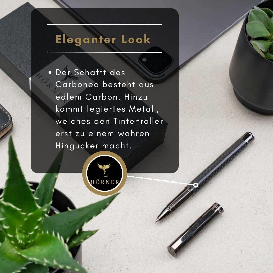 Hörner Carboneo Rollerball Pen with Engraving - High-Quality Rollerball Pen Made of Carbon & Brass | Exclusive Business Gift | Rollerball Pen Refill Made in Germany | Elegant Design – Bild 4