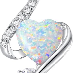 LOUISA SECRET Women's Opal Necklace Infinity Double Heart Necklace 925 Sterling Silver Chain Women's Brithday Jewellery Gift Valentine's Day Christmas Day