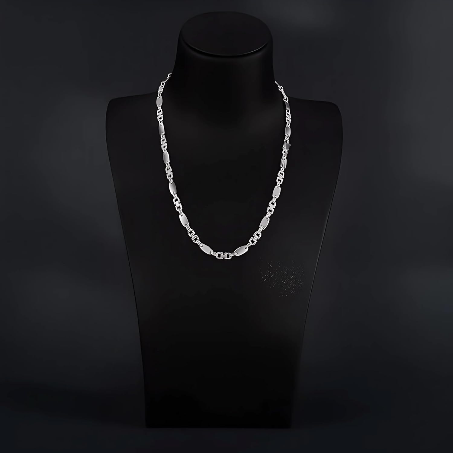 bhb Plate Chain 60 cm Stainless Steel - Stainless Silver Necklace, Plate Chain/Stirrup Chain/Pea Chain for Men & Women – Bild 5