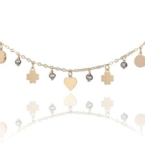 Sakrami Silver necklace fantasy, heart and clover leaf