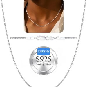 ZHESHY Women’s 925 Silver Chain, 925 Sterling Silver Pendant, Fine Necklace, Width 0.8/1/1.3 mm, Waterproof, Antioxidation, Silver Jewellery, Gifts for Women, Girls, Length: 40 cm – 55 cm