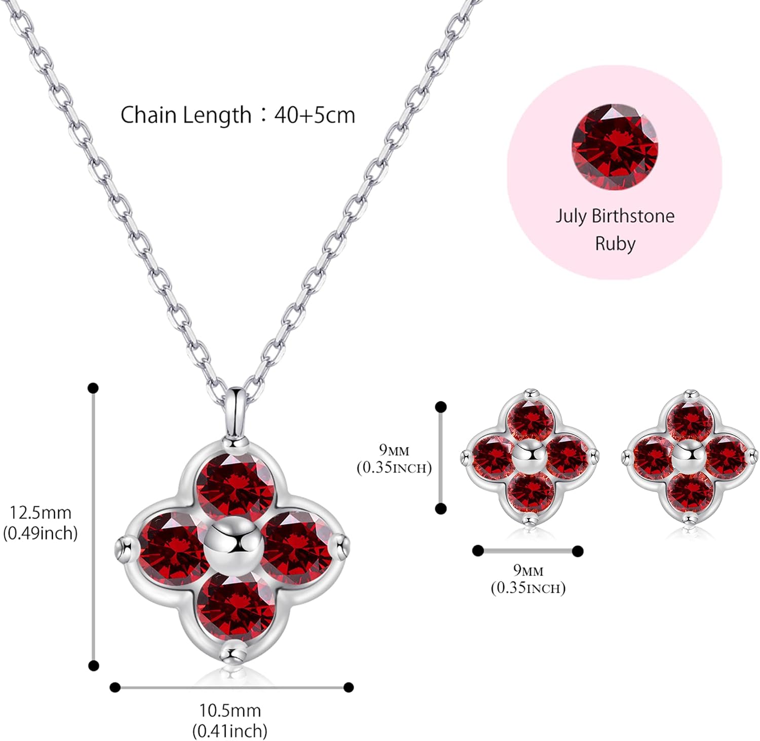 Women's Clover Birthstone Jewellery Set in 925 Sterling Silver – Bild 2