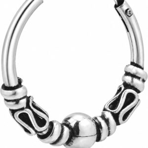 Celtic Creole Earrings 925 Sterling Silver Diameter 16 mm Celtic Tribal Hoop Earrings with Ball Ornaments Oxidised Unisex Silver Earrings