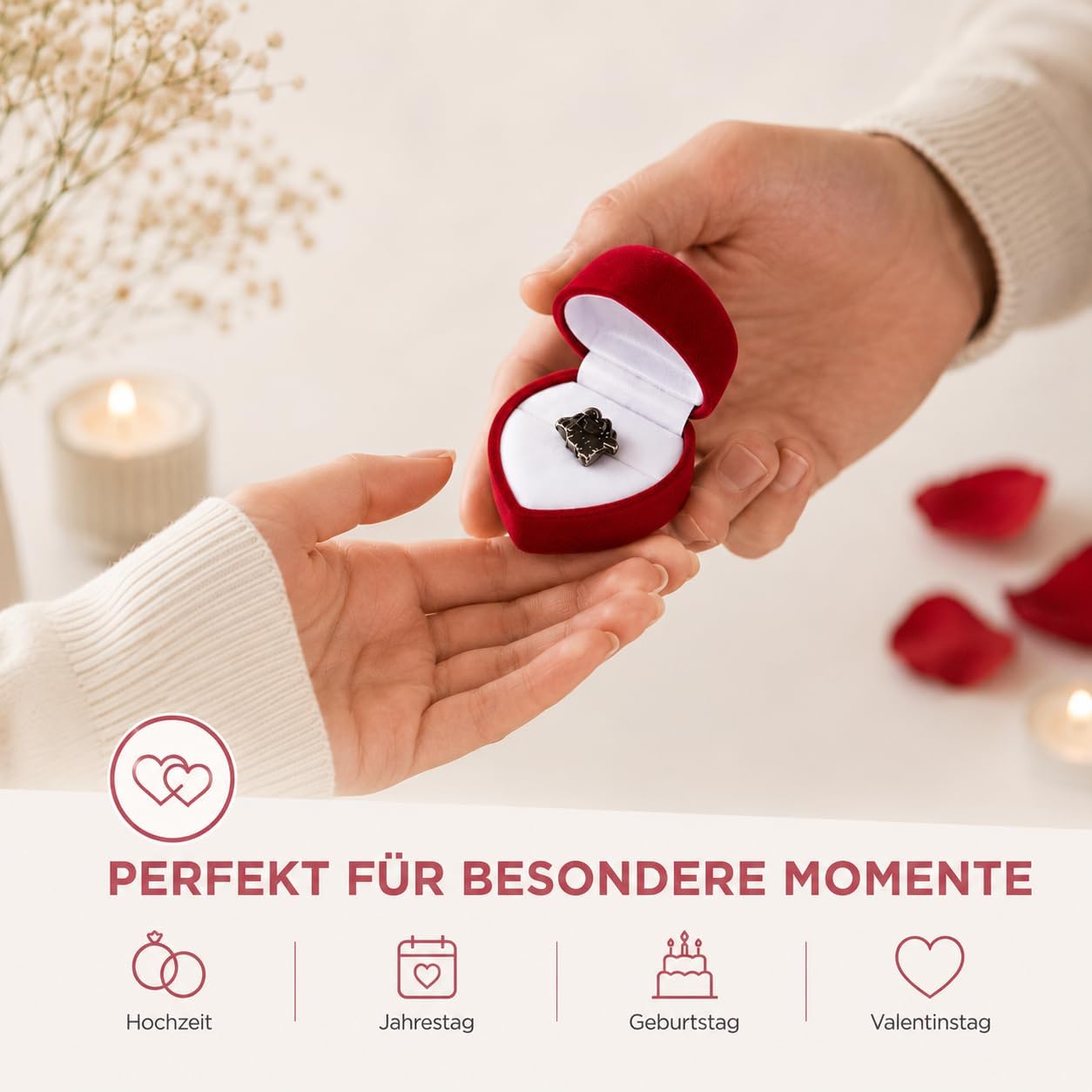 PURAJA Shooting Star in Heart Box, Real Shooting Star with Certificate, Special Gift for Birthday, Wedding, Anniversary, Meteorite as a Lucky Charm – Bild 2
