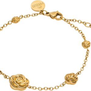 Purelei Velvet Rose Bracelet – Waterproof & Adjustable | Stainless Steel Bracelet with Graduated Rose Pendants & 14K/18K Gold Plating | Vintage Eyecatcher with Romantic Flair