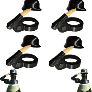 Soldier Salut Beer Bottles Helmet Soldier Greeting Beer Bottle Helmet Soldiers Salut Beer Bottle Stoppers for Beer Bottles Soldier Greeting Beer Helmet (Black-4 Pack)