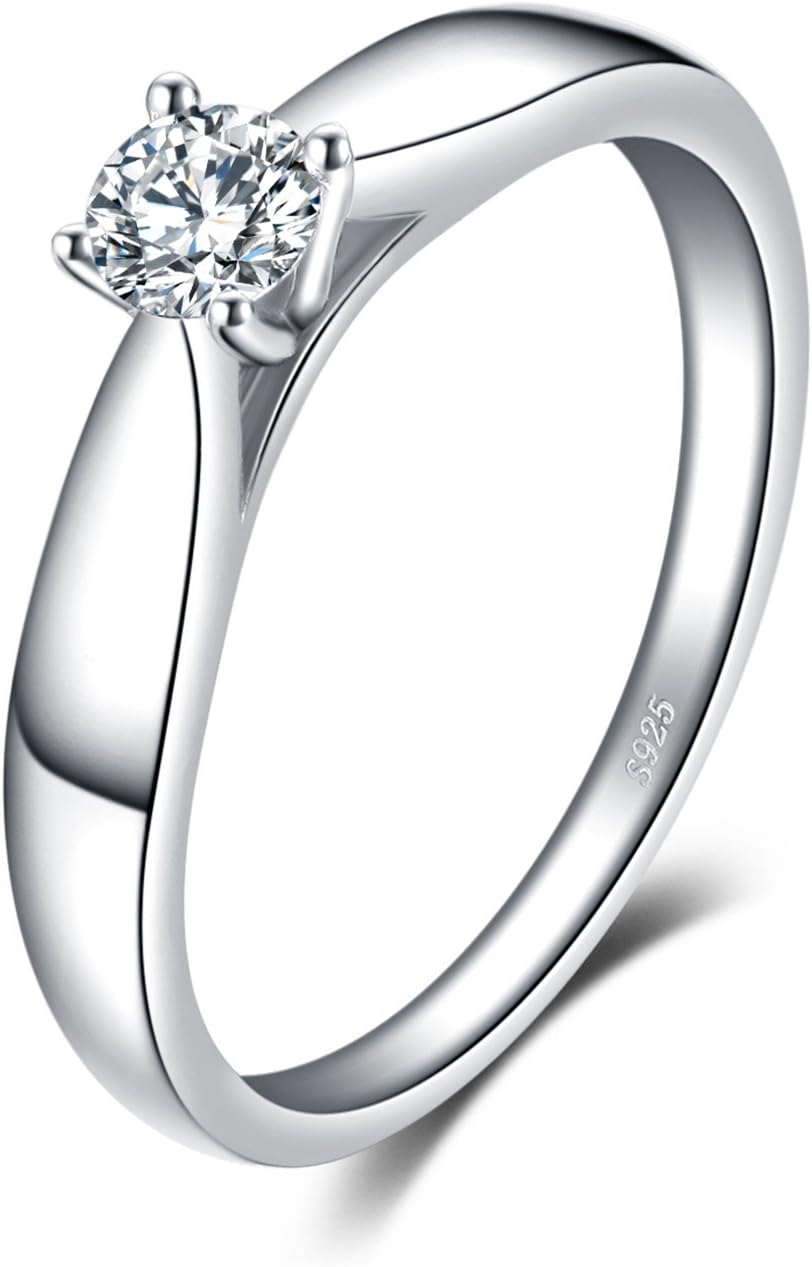 JewelryPalace Cubic Zirconia Engagement Ring Wedding Rings Promise Engagement Ring Silver 925 Women's Solitaire Silver Rings Wedding Rings Proposal Ring Entourage Ring Women's Jewellery Rose Gold Gold