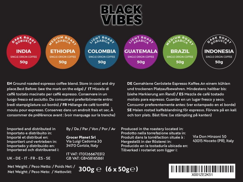 Black Vibes - Gift Set World's Coffees Ground Coffee 300 g (6 x 50 g) – Bild 8